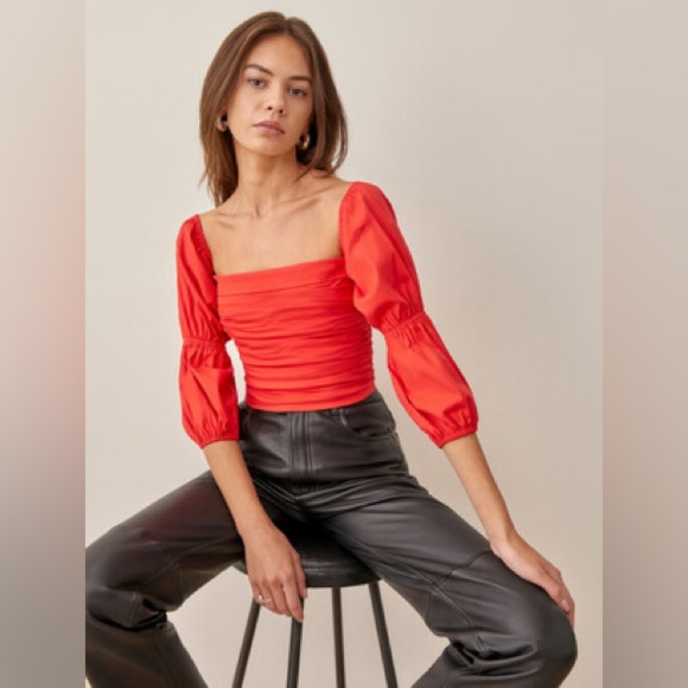 Reformation Square Neck Red Top